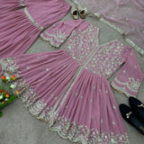 Pink Faux Georgette Salwar sharara