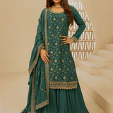 Bollywood Chinon Silk Suit Plazzo