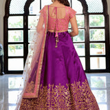 Purple Bridal Mulberry Silk Lehenga