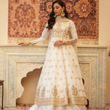 White Ethnic Soft Net Anarkali Gown