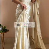 Beautifull Satin Saree With Lace Border