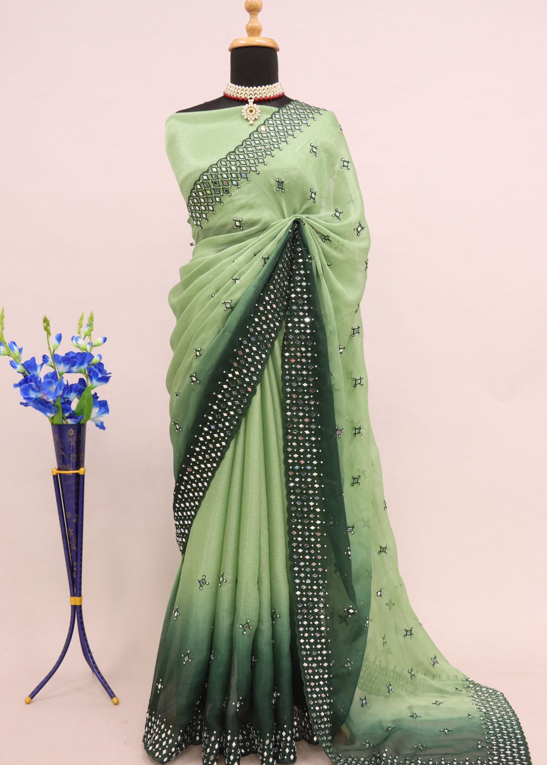 Premium  Mirror Work Saree