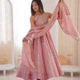 Attractive Roman Silk Anarkali Suit