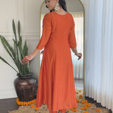 Orange Designer Straight Suit