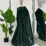 Dark Green Ruffle Saree