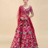 Wedding Flower Embroidery Work Lehenga