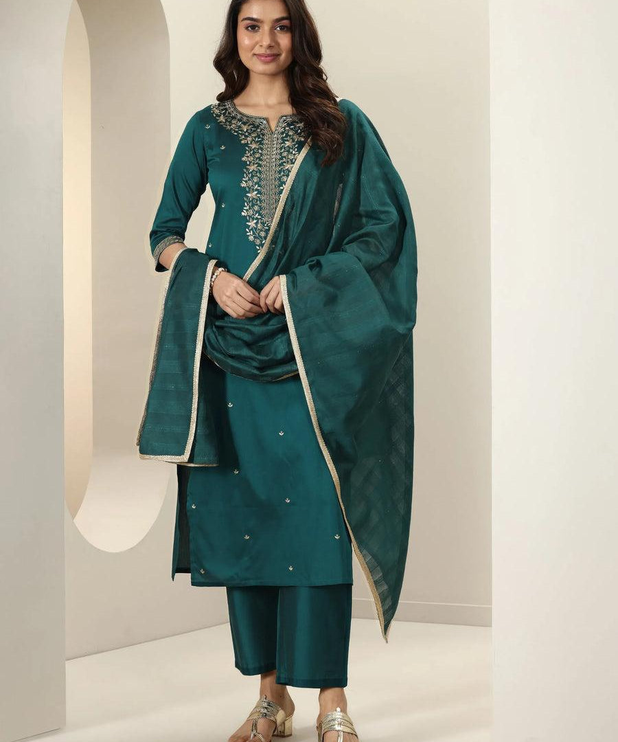 Designer Roman Silk Straight Kurti