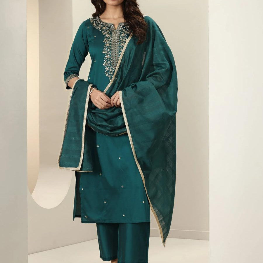 Designer Roman Silk Straight Kurti