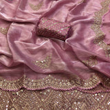 Shiny Soft Satin Silk Gold Zari Saree