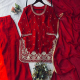 Maroon Fendy Embroidered Top Plazzo