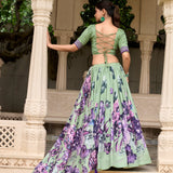 Floral Printed Silk Lehenga Choli