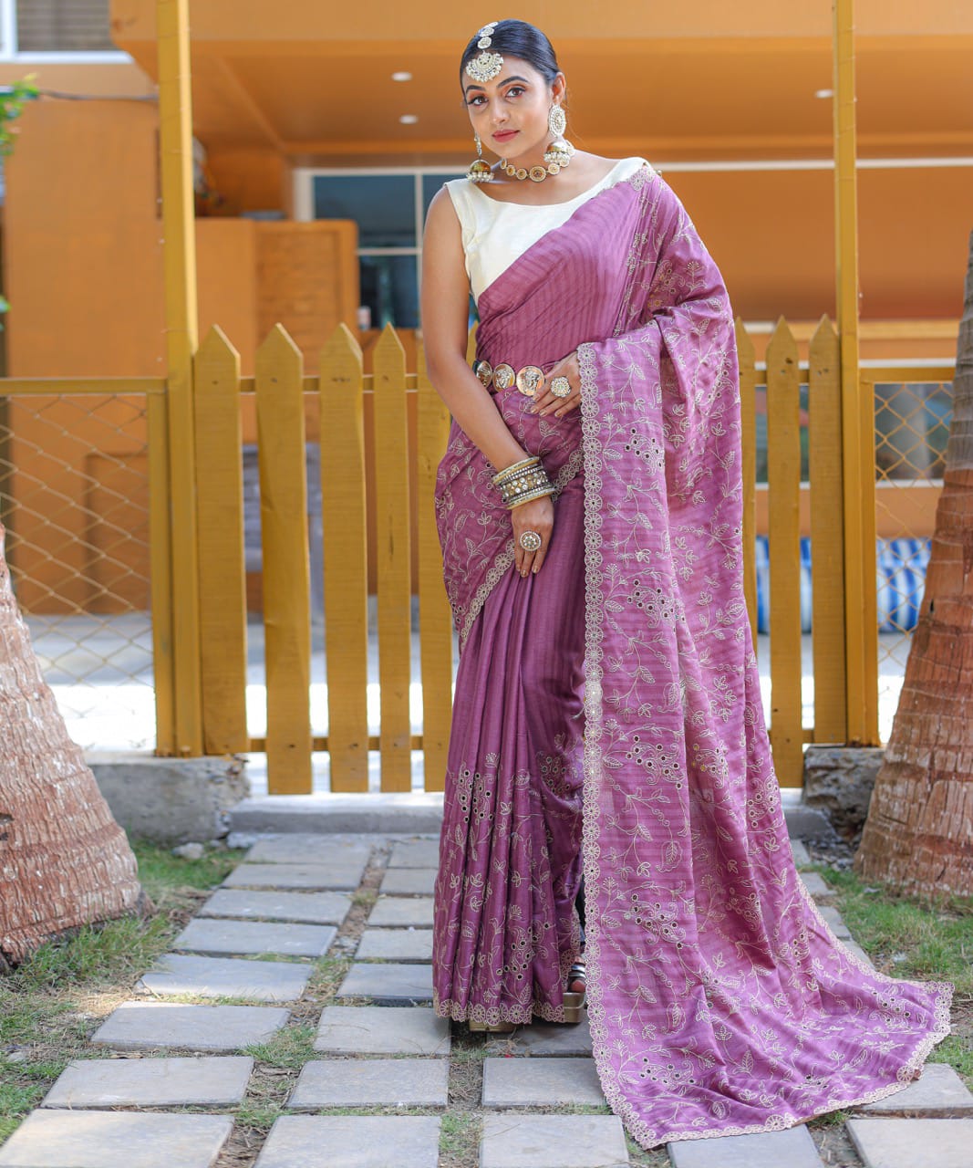 Pure Soft Silk Thread Work Saree