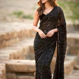 Kriti Black Sequence Saree Set