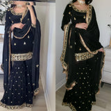Heavy Natural Crep Embroidered Suit