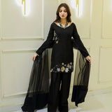 Black Flower Embroideried Suit