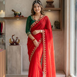 Orange Beautiful Sequence Saree