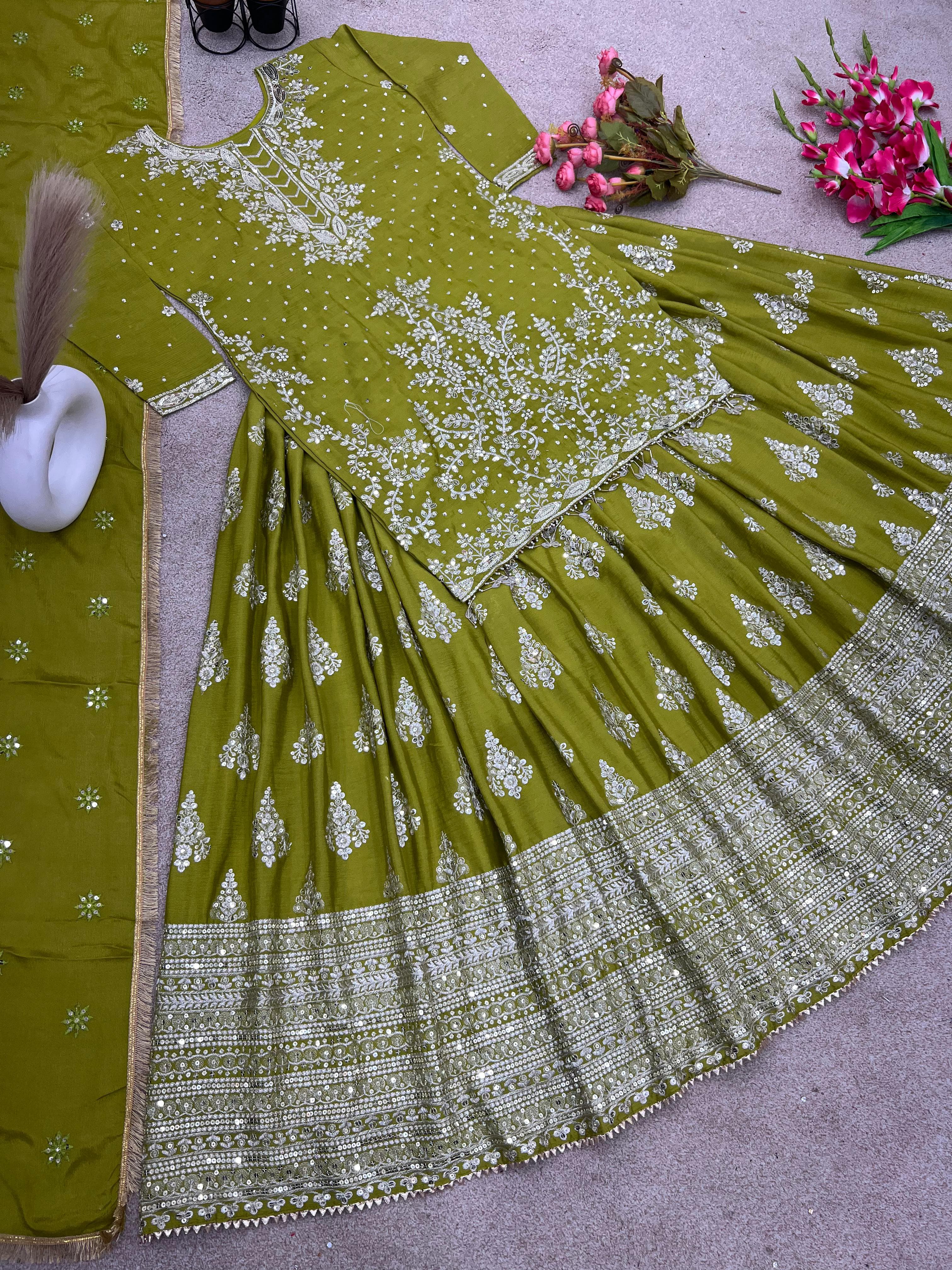 Heavy chinon Top Lehenga