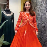 Orange Silk Anarkali Gown Collection