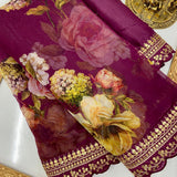 beautiful Pure Organza digital Printed Work sarees