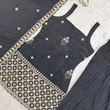 Black Vichitra Silk Farshi Salwar Suit with Dupatta