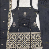 Black Vichitra Silk Farshi Salwar Suit with Dupatta