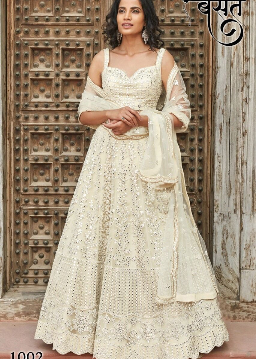 Heavy bridal organza silk lahenga