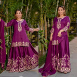 Wine Shiny Natural Creap Suit