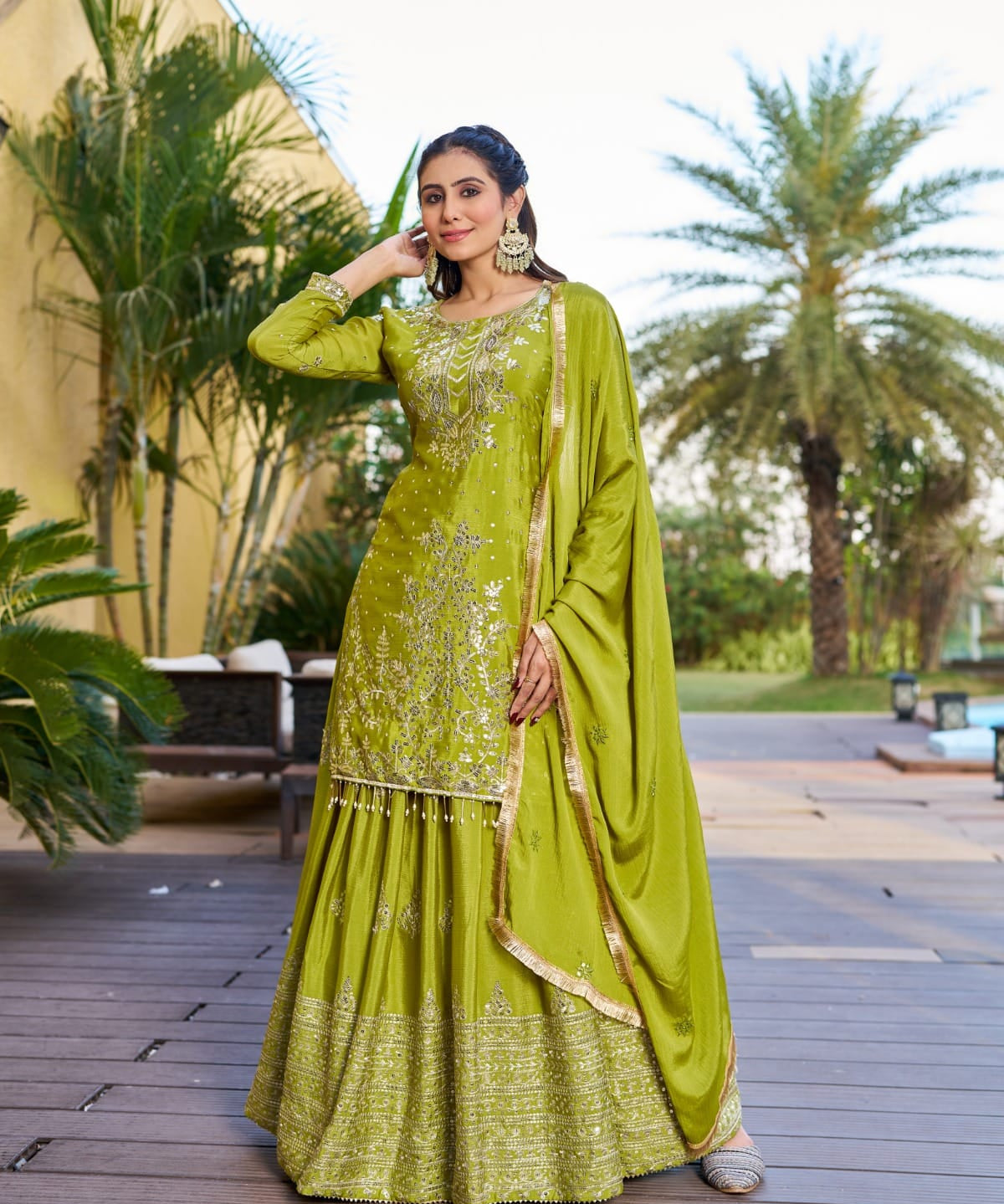 Charming Chinon Silk Top Lehenga