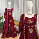 Maroon Fandy Silk Top Plazzo