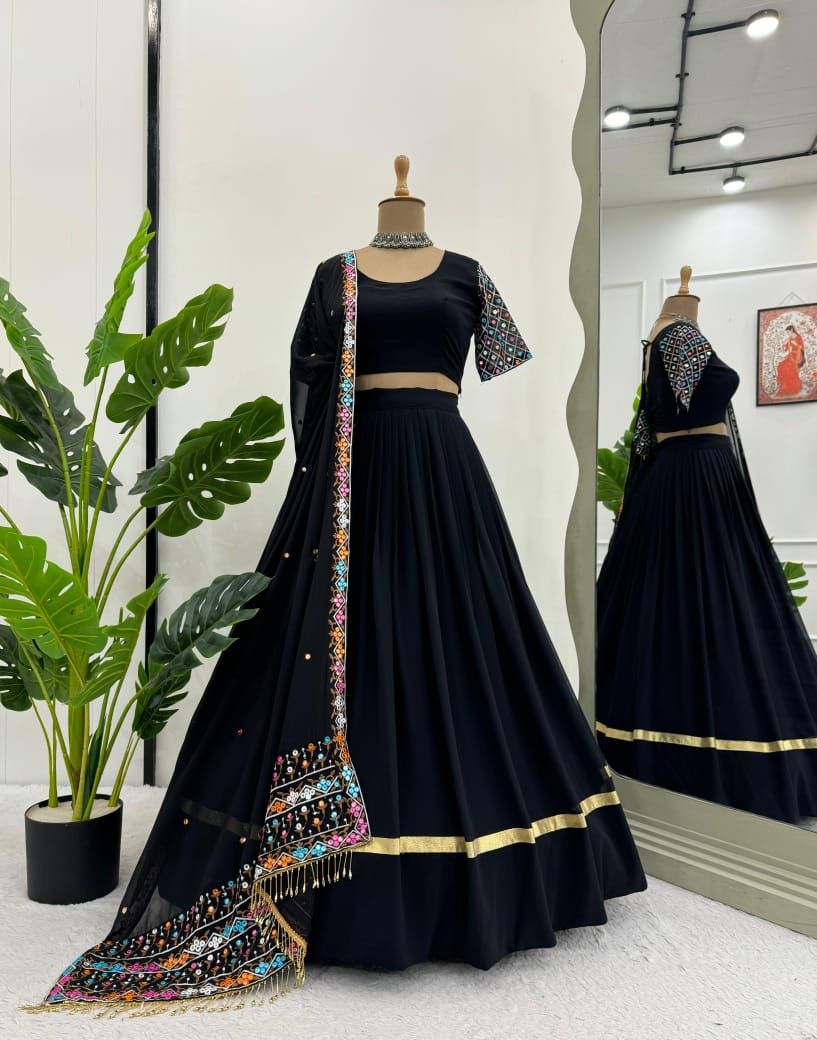 Black Colored Festive Lehenga Choli