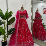 Fancy Red Thread Sequance Lehenga