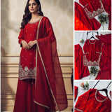 Maroon Fendy Embroidered Top Plazzo