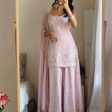 Baby Pink Embroidered Top Sharara