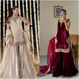 Designer Velvet Top Plazzo Set