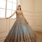 DESIGNER WEAR HEAVY SOFT NET EMBROIDERED SEQUENCE WORK LEHENGAS CHOLI