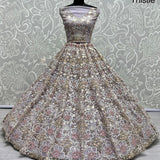 Finely Arranged Multi Color Sequins with Zari Partywear Lehengacholi