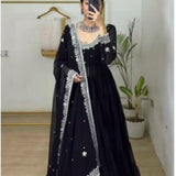 Presenting New Anarkali Faux Georgette Ruffle Flair Gown