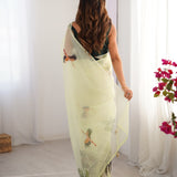 Pista Organza Printed Saree
