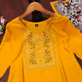 Beautiful embroidery work top with flowers  print Dupptta