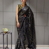 Presenting You Most Beautiful Sequins Work Ready To Wear Saree