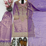 Purple Shiny Embroidered Suit