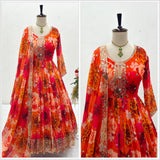 Charming Flower Printed Anarkali Gown