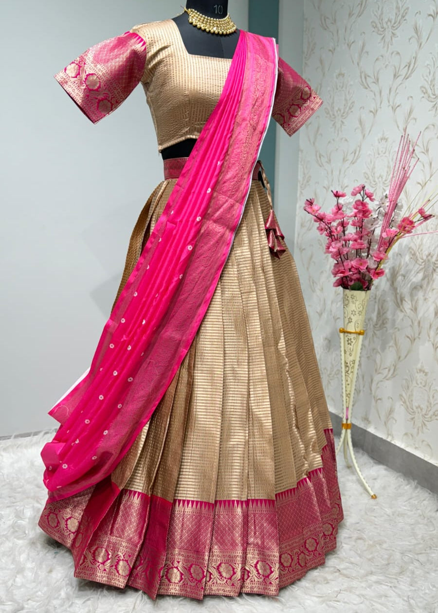 Elegant Traditional Half Half Lehenga Saree