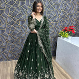 Green Sequance Embroidered Lehenga