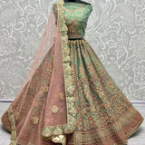 Dori Embroidered Bridla Net Crafted Designer Partywear Lehengacholi