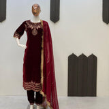 Exclusive Maroon Velvet Suit