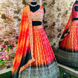 Digital Printed Chinon Silk Lehenga