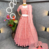 Gajri Pink  Party Wear Georgette Lehenga choli