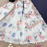 White Classy Georgette Printed Suit