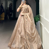 Golden Soft Gold Crush Lehenga